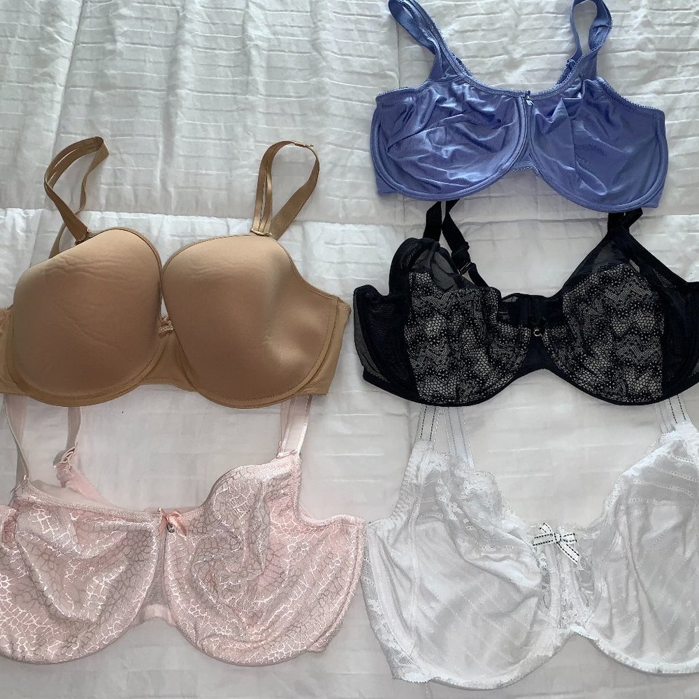 Bundle of Five 36DDDD/34G Bras Chantelle & Wacoal